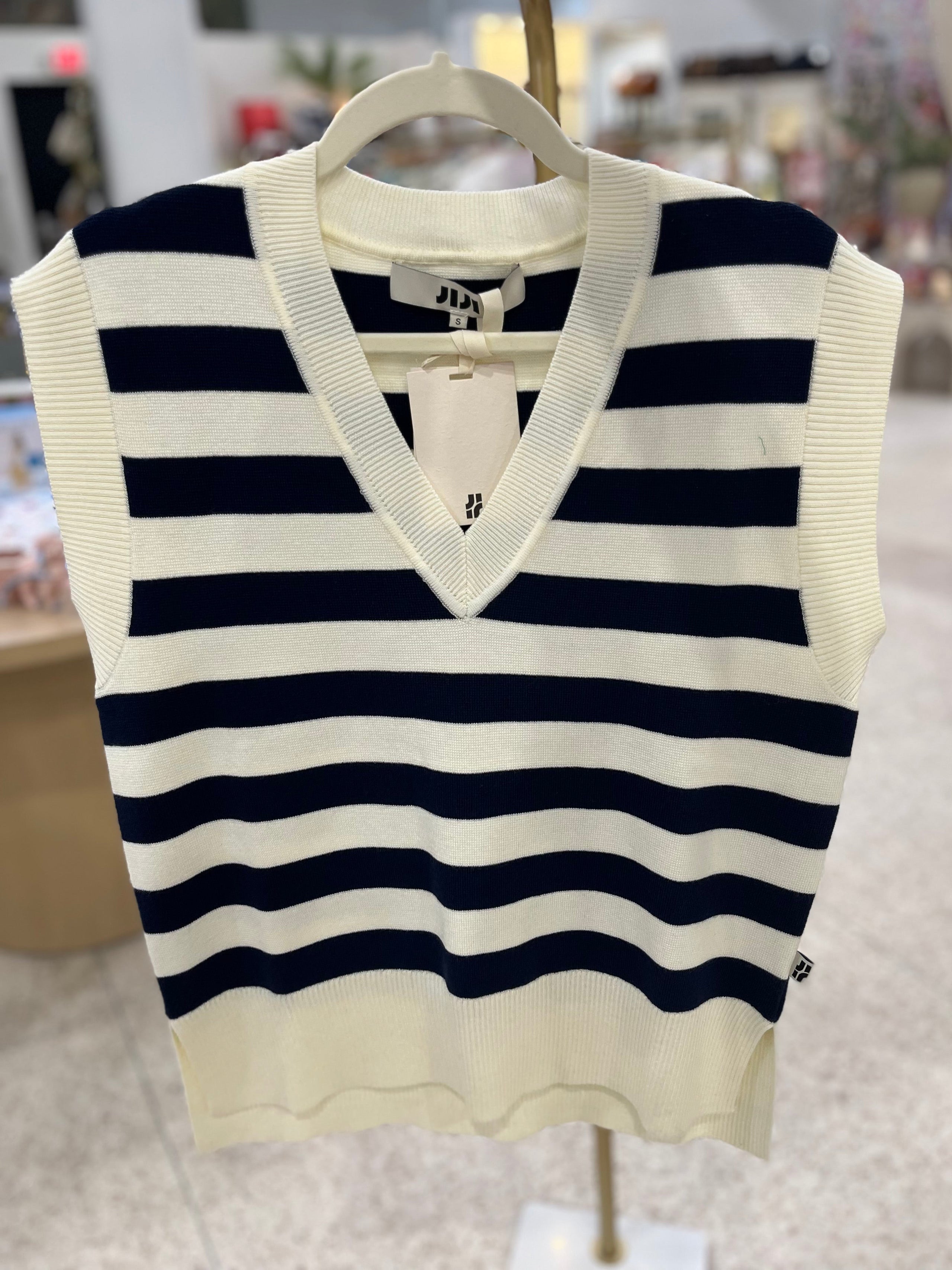 JiJi Navy and White Striped Vest