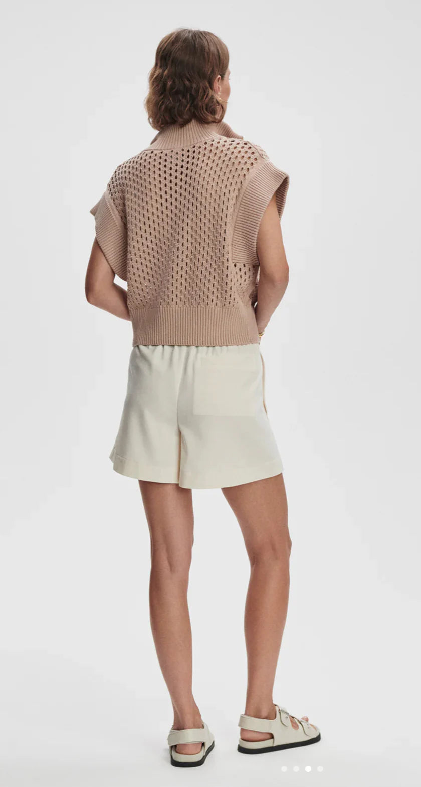 Varley Gaines Half Zip Knit Top Light Taupe