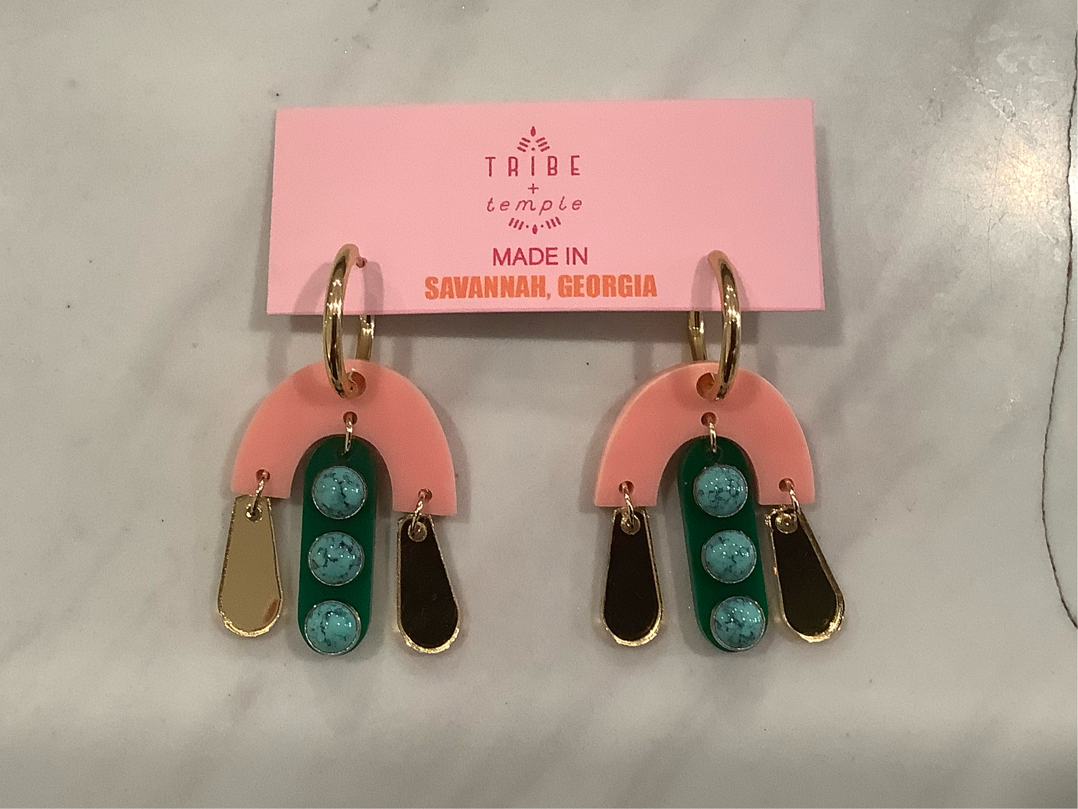 Tribe+Temple Deco Multi Stone Small Hoop Earrings
