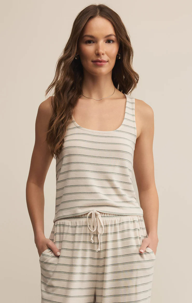 Z Supply Lana Stripe Tank Hunter Green