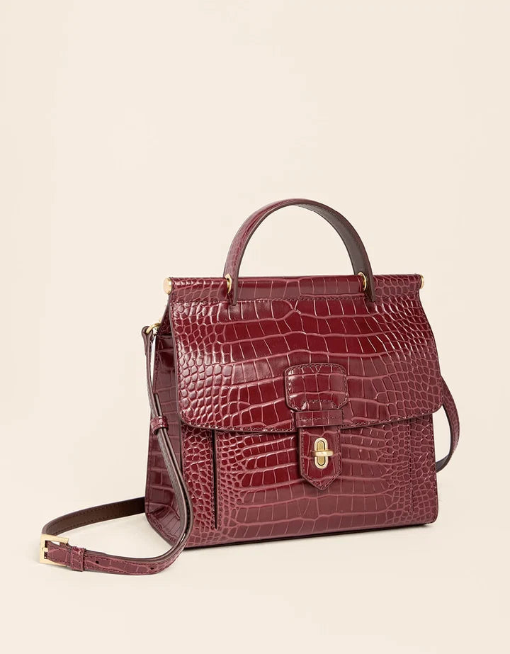 Spartina 449 Siren Beverly Leather Satchel Bordeaux Croc