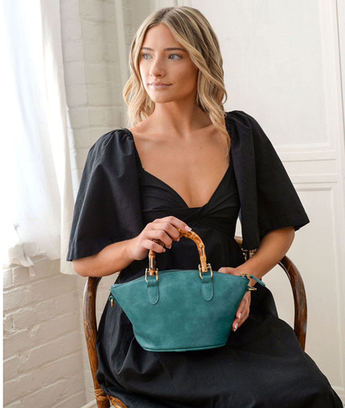 Susan Joy Millie Bamboo Handle Basket Crossbody