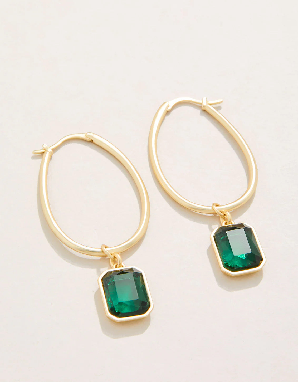 Spartina  Chateau Hoop Earrings Dark Green 18 KT Gold Plated