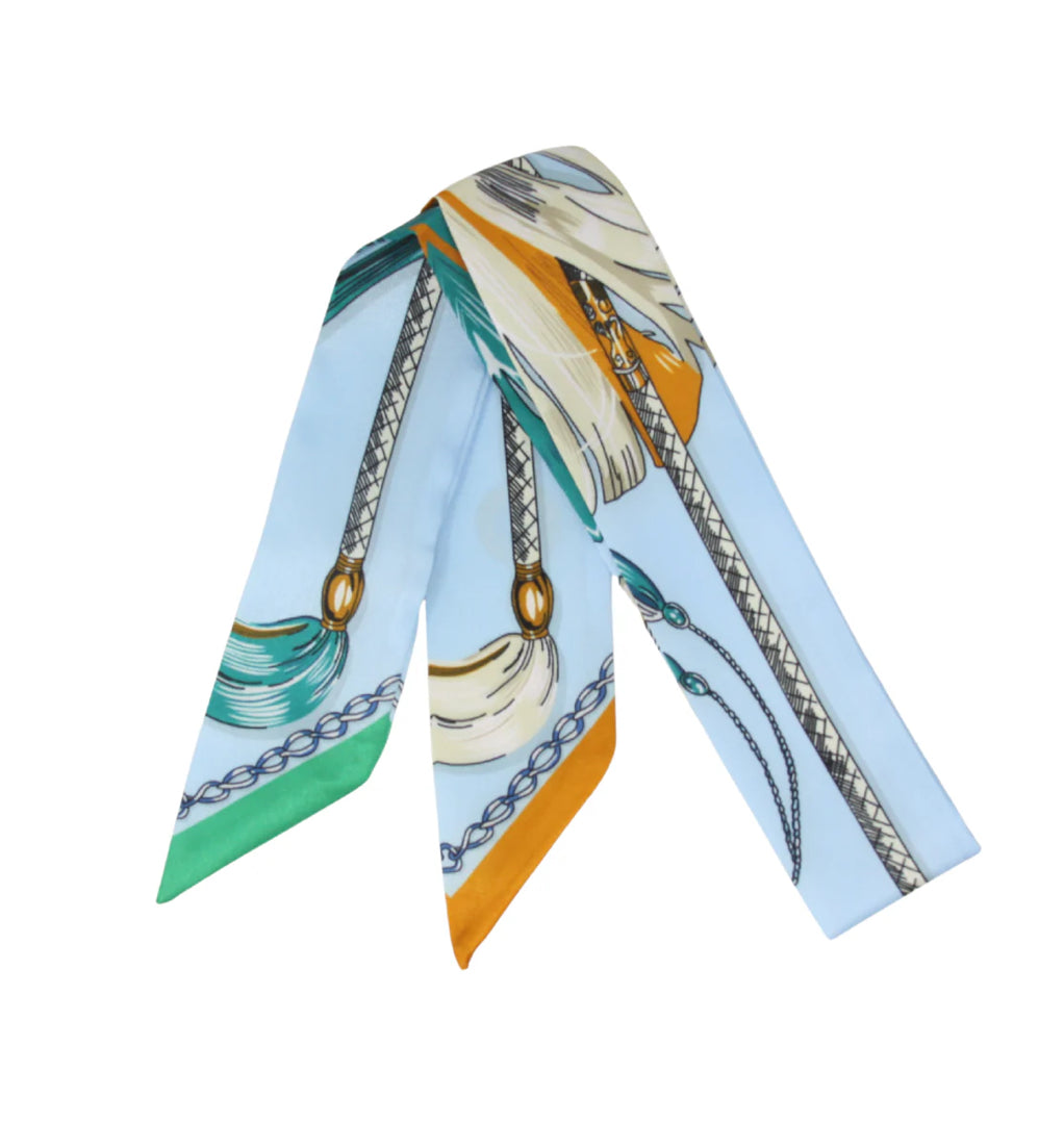 Horse Tack Inspired Skinny Silk Scarf Twilly