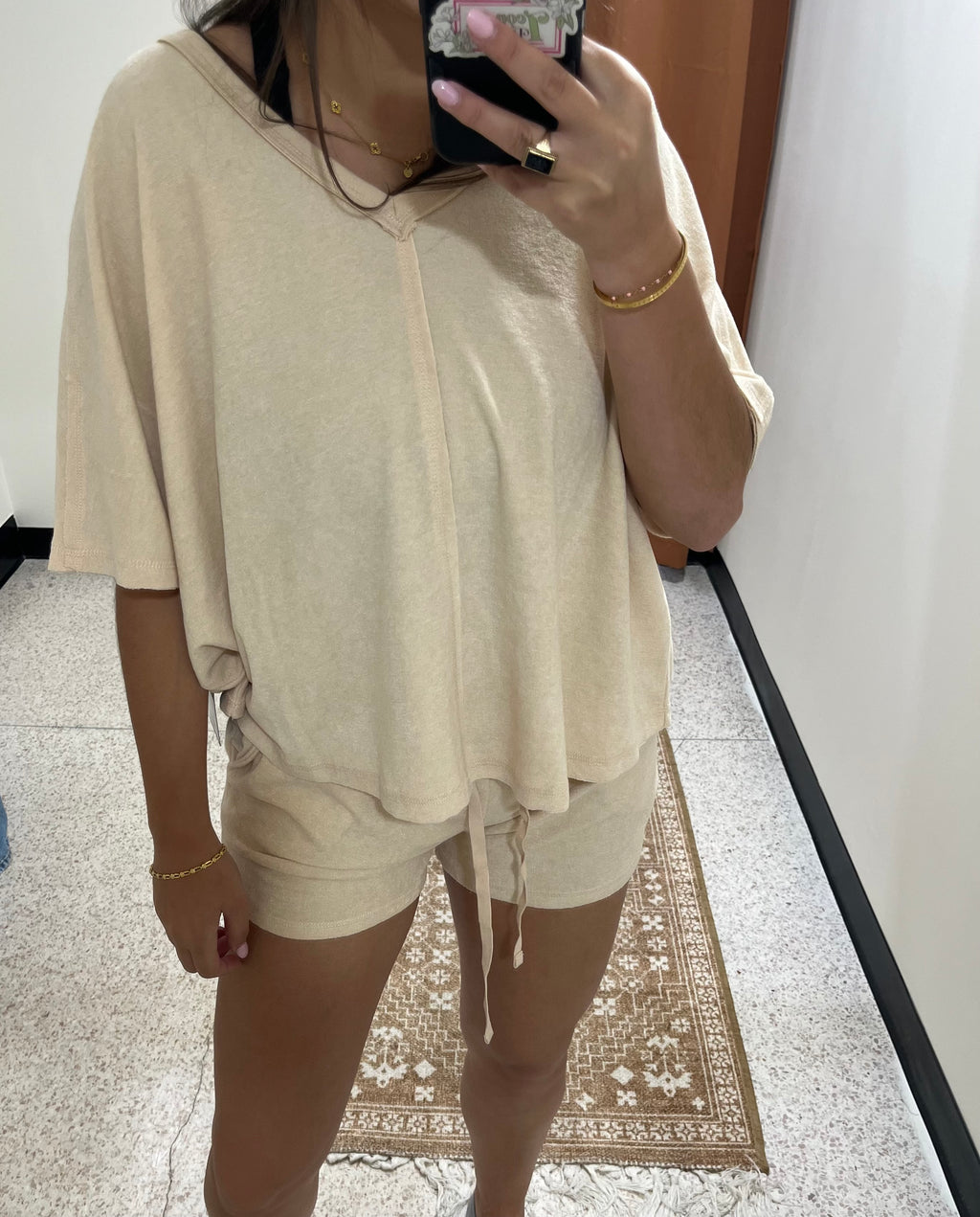 Softies Terry Relaxed V-Neck With Shorts Set