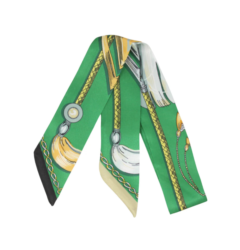 Horse Tack Inspired Skinny Silk Scarf Twilly