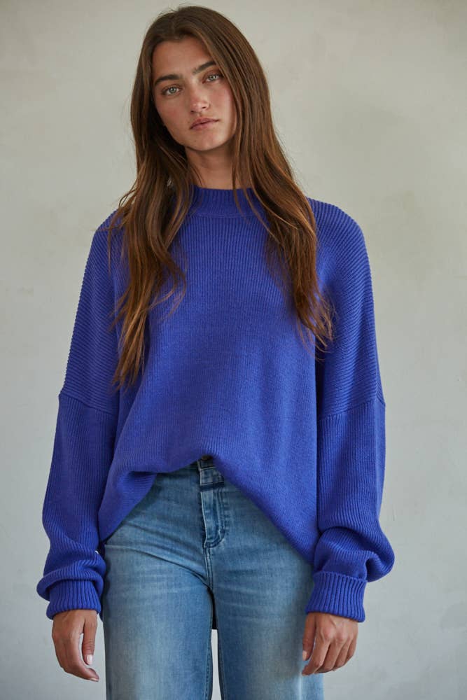 Knit Long Sleeve High Neck Chunky Oversized Sweater