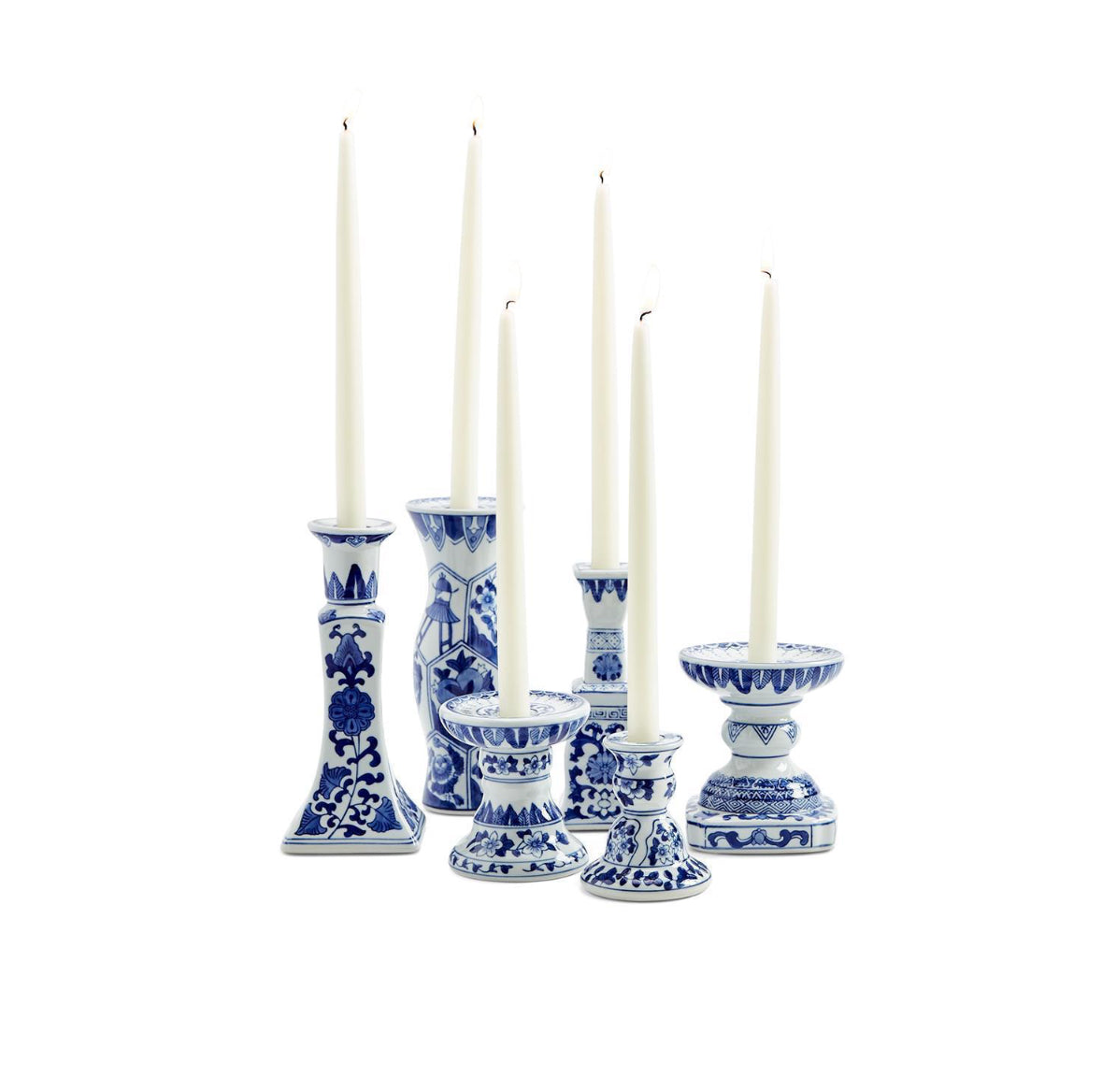 Twos Company Canton Collection Candleholder Blue Willow Print Set Of Six - Thumbnail 2