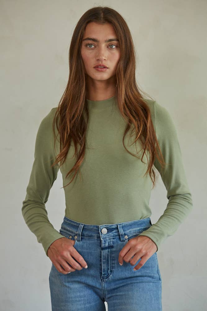 Knit Mock Neck Long Sleeve Pullover Top