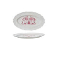 Creative Co-Op Stoneware Scalloped Platter with Staffordshire Dogs