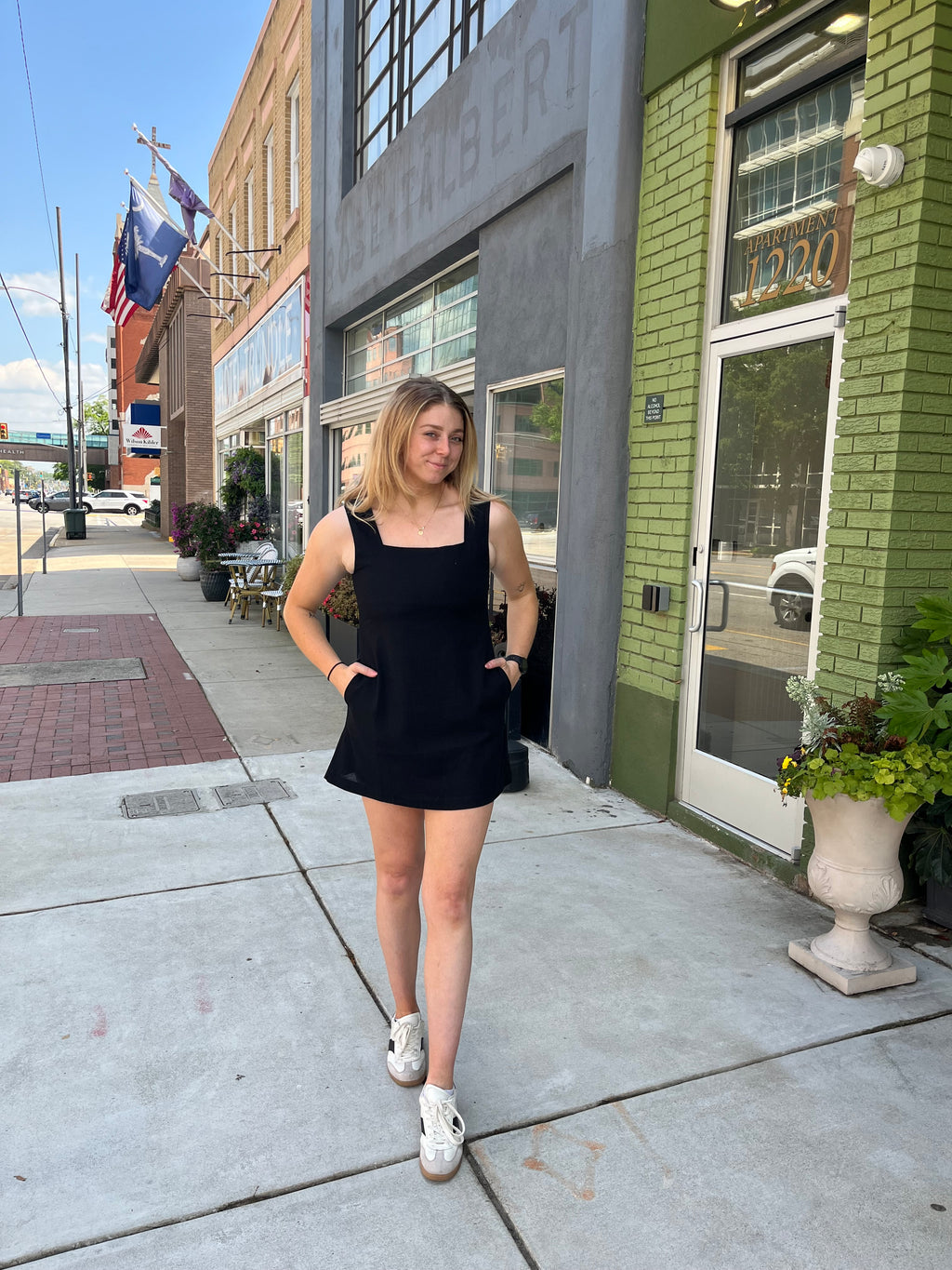 Miou Muse Black Square Neck Mini Dress