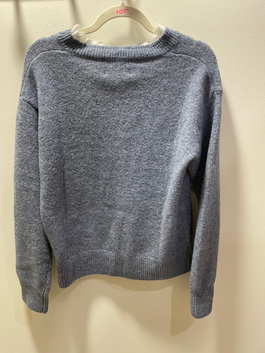 &Merci Lace Ruffle Trim V-Neck Sweater