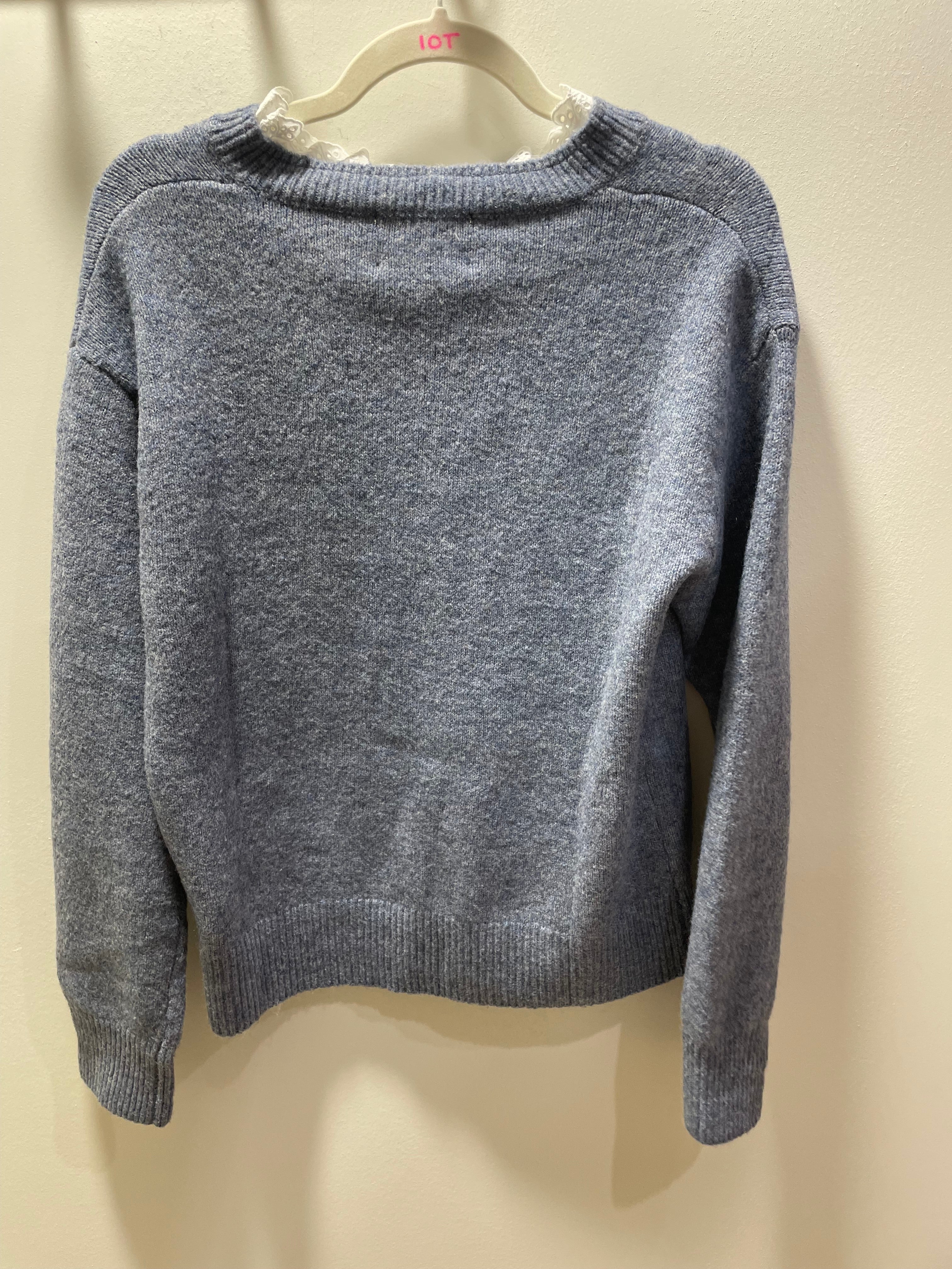 &Merci Lace Ruffle Trim V-Neck Sweater