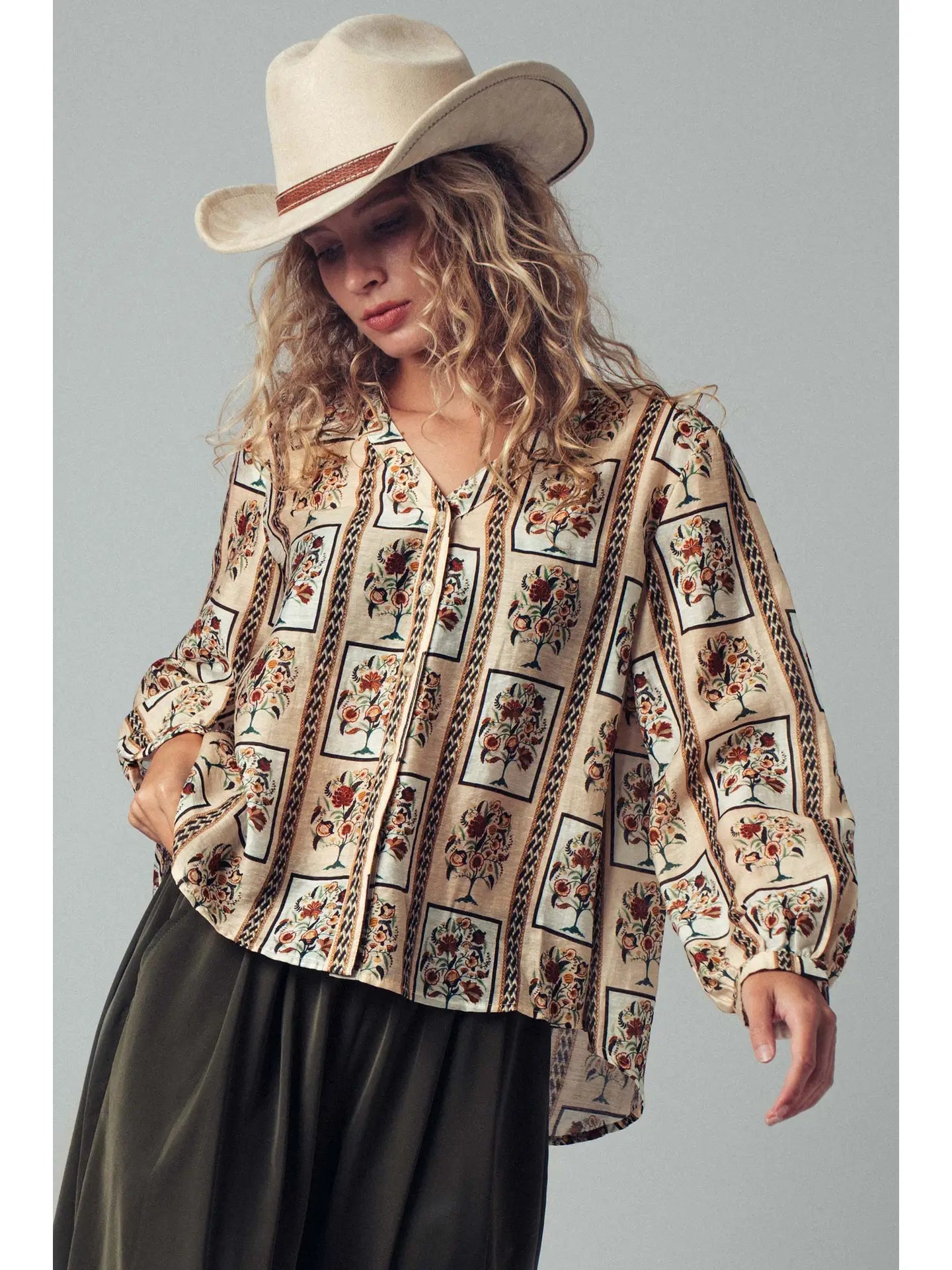 Bohemian Floral Frame Blouse