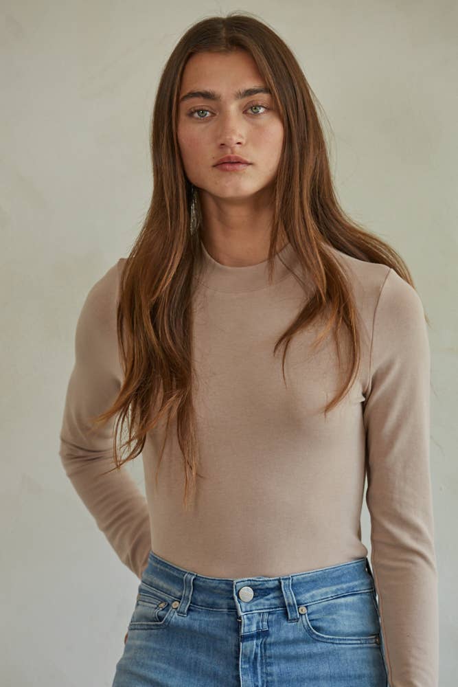 Knit Mock Neck Long Sleeve Pullover Top