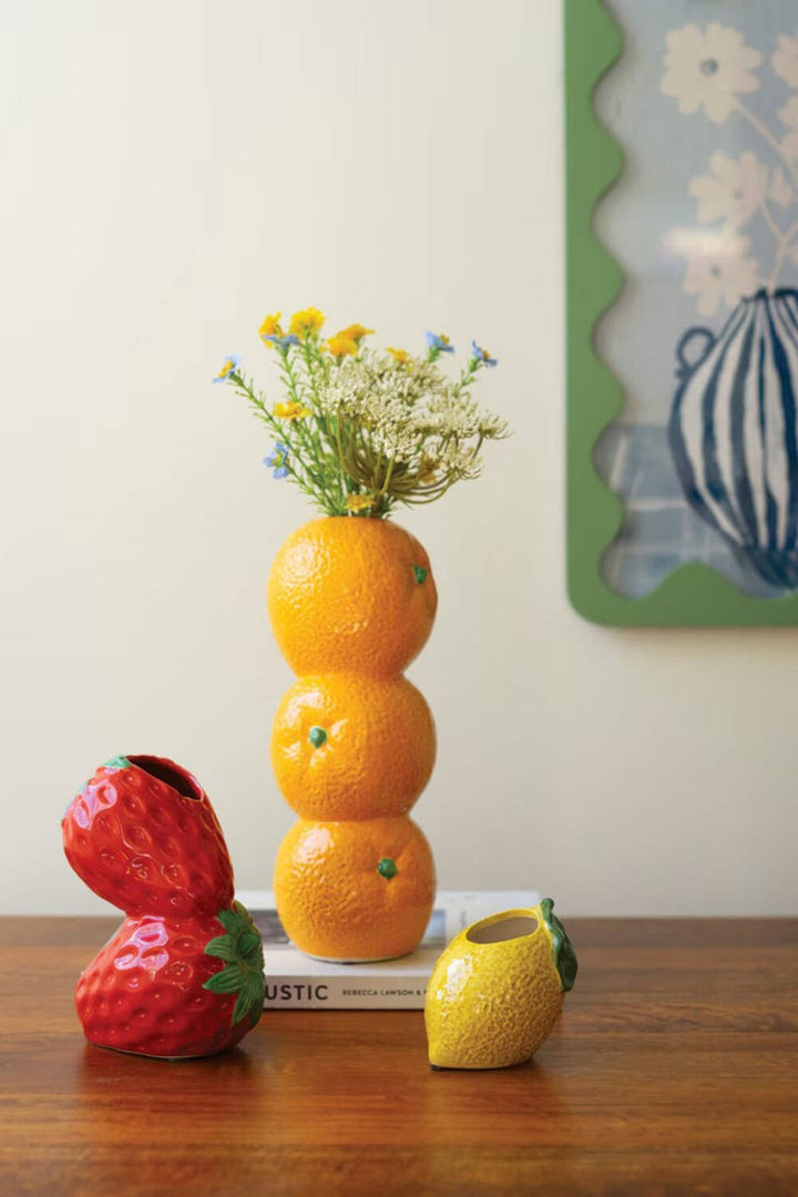 Kalalou Ceramic Fruit Vases Set of Three