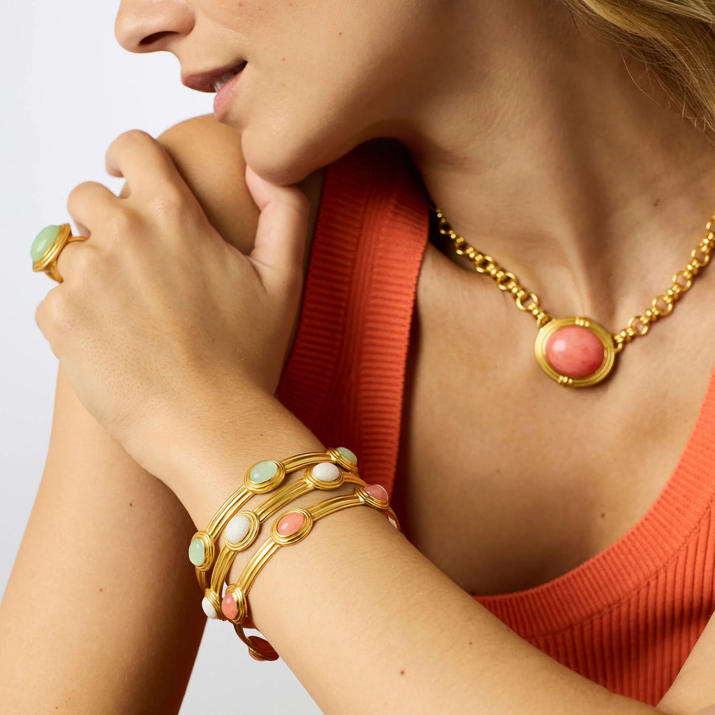 Julie Vos Portofino Stone Bangle Melon Jade