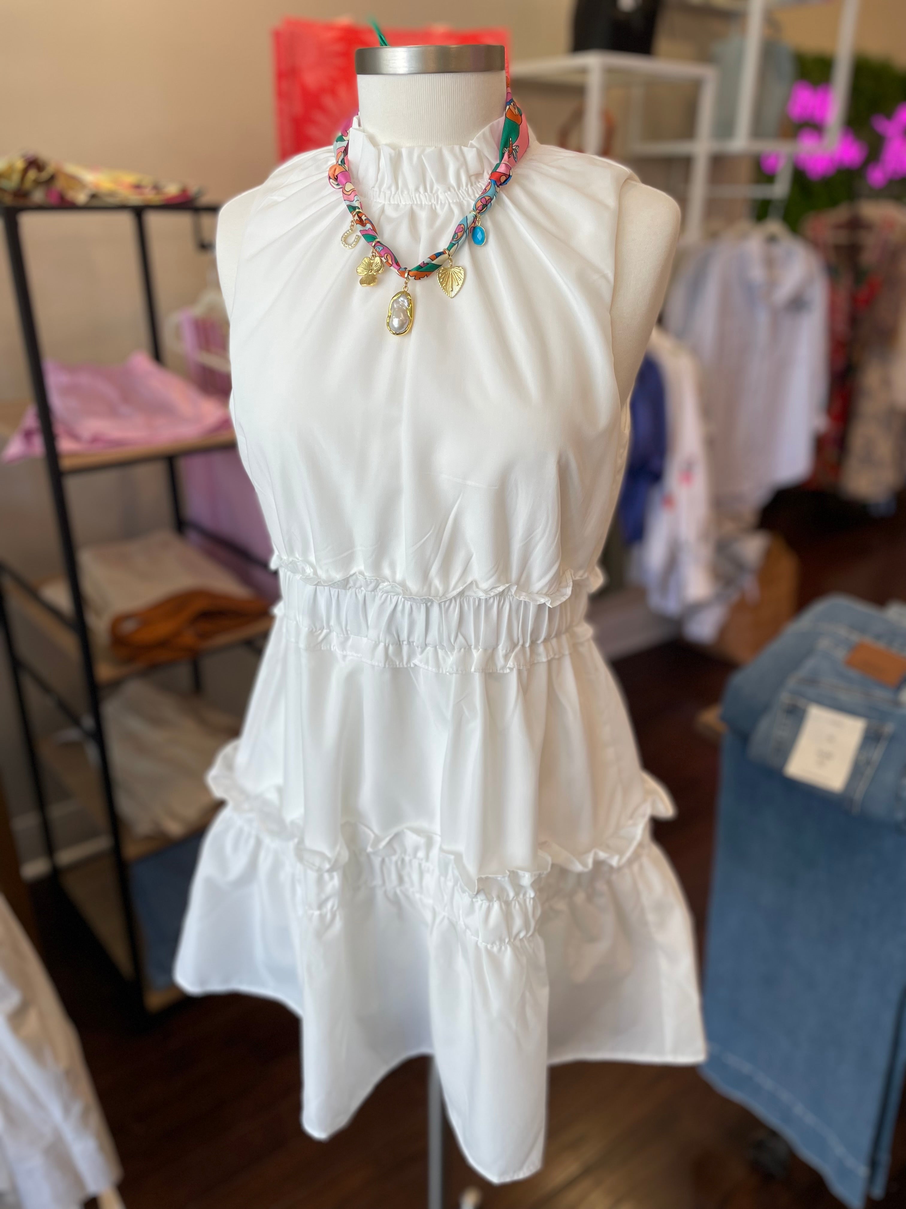 TCEC White Ruffle Mini Dress
