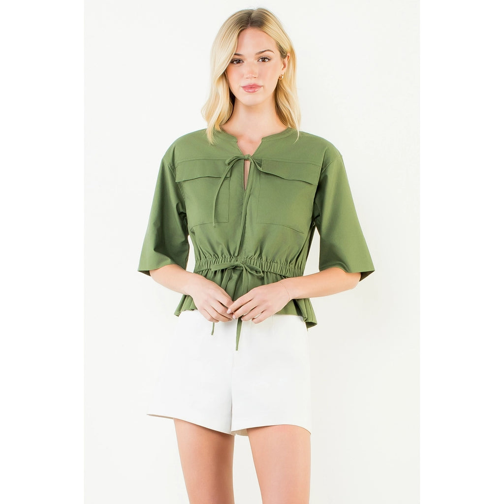 THML Olive Tie Top