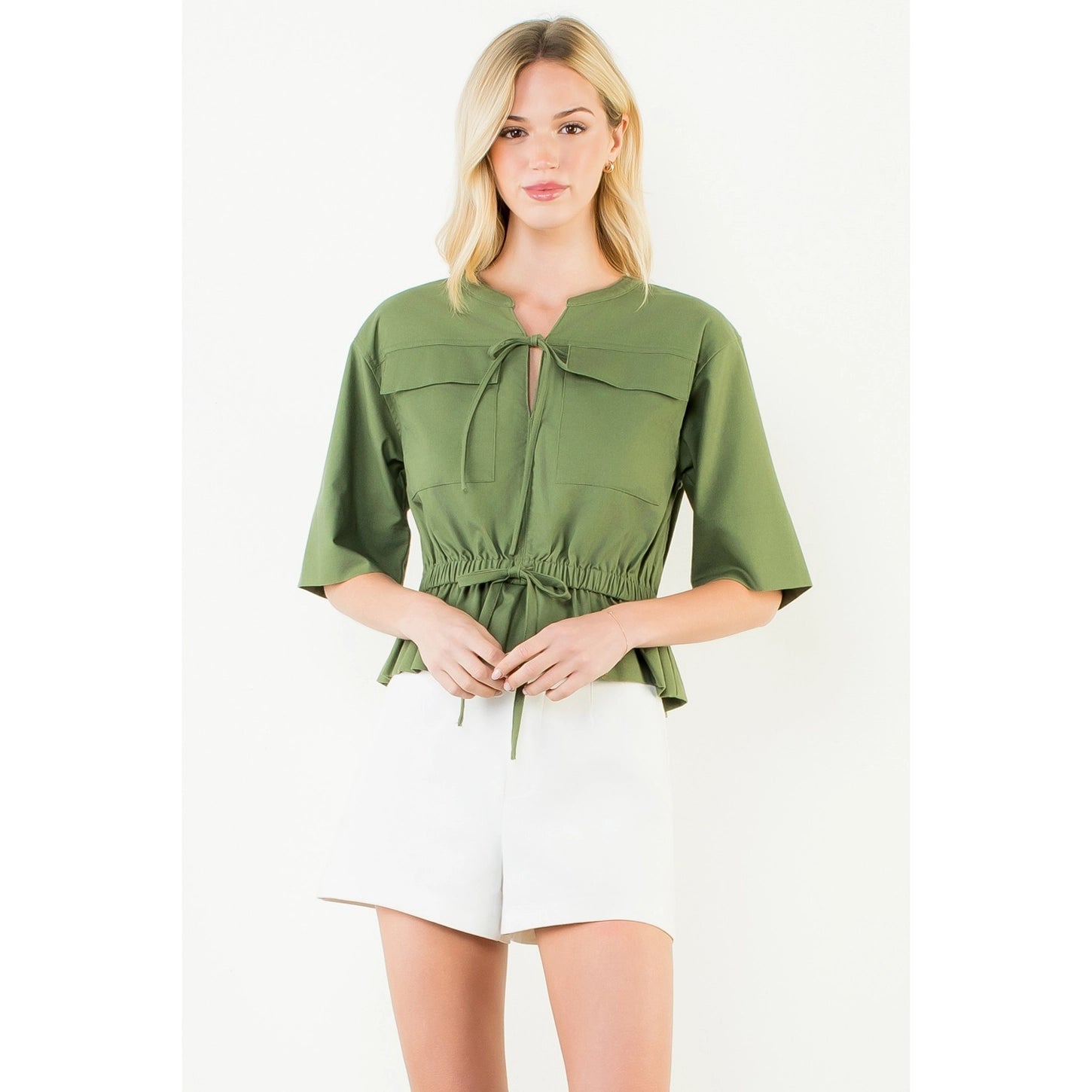 THML Olive Tie Top
