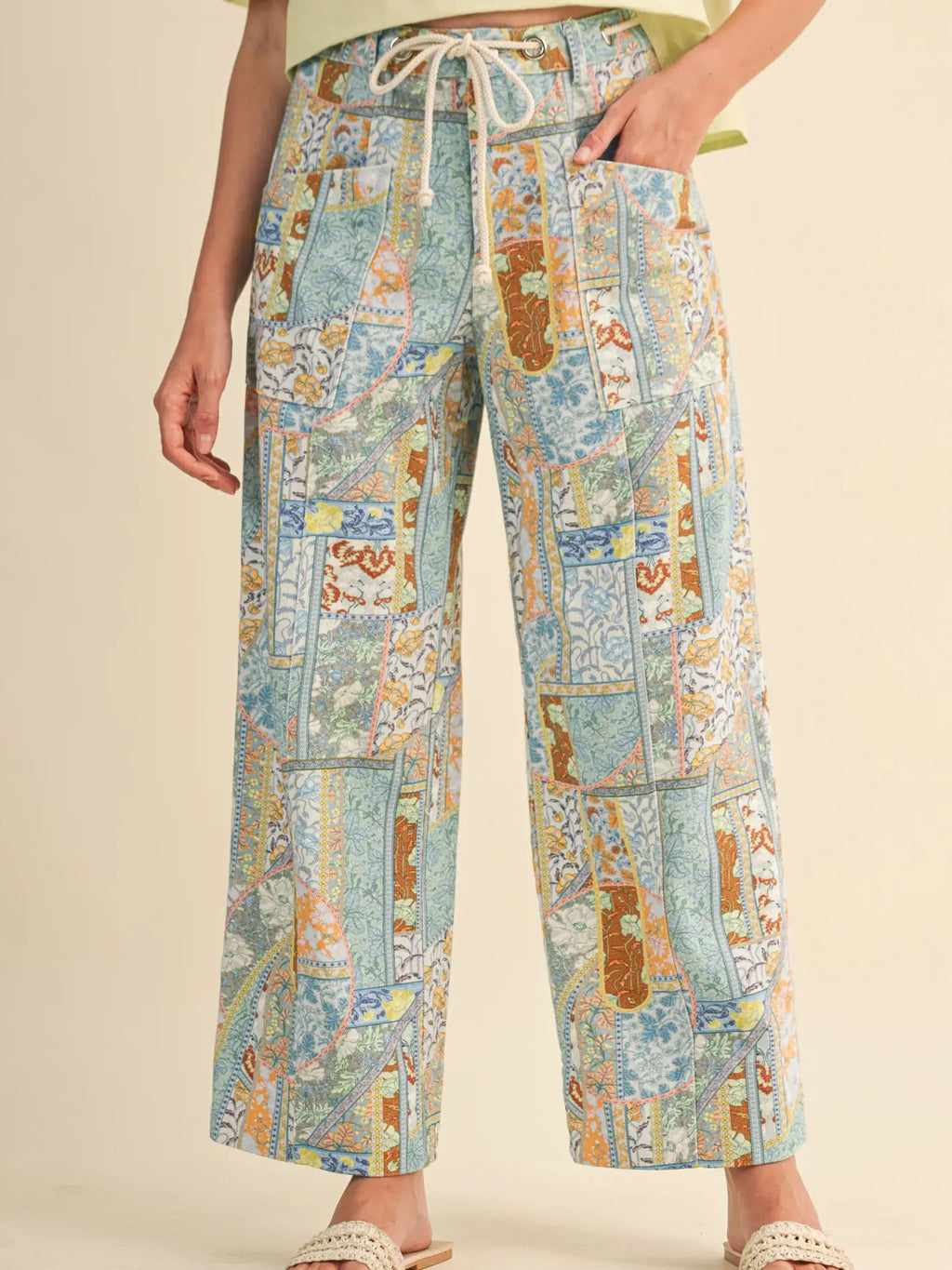 &Merci Patchwork Twill Print Pants