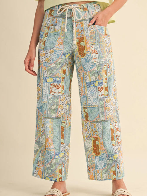 &Merci Patchwork Twill Print Pants