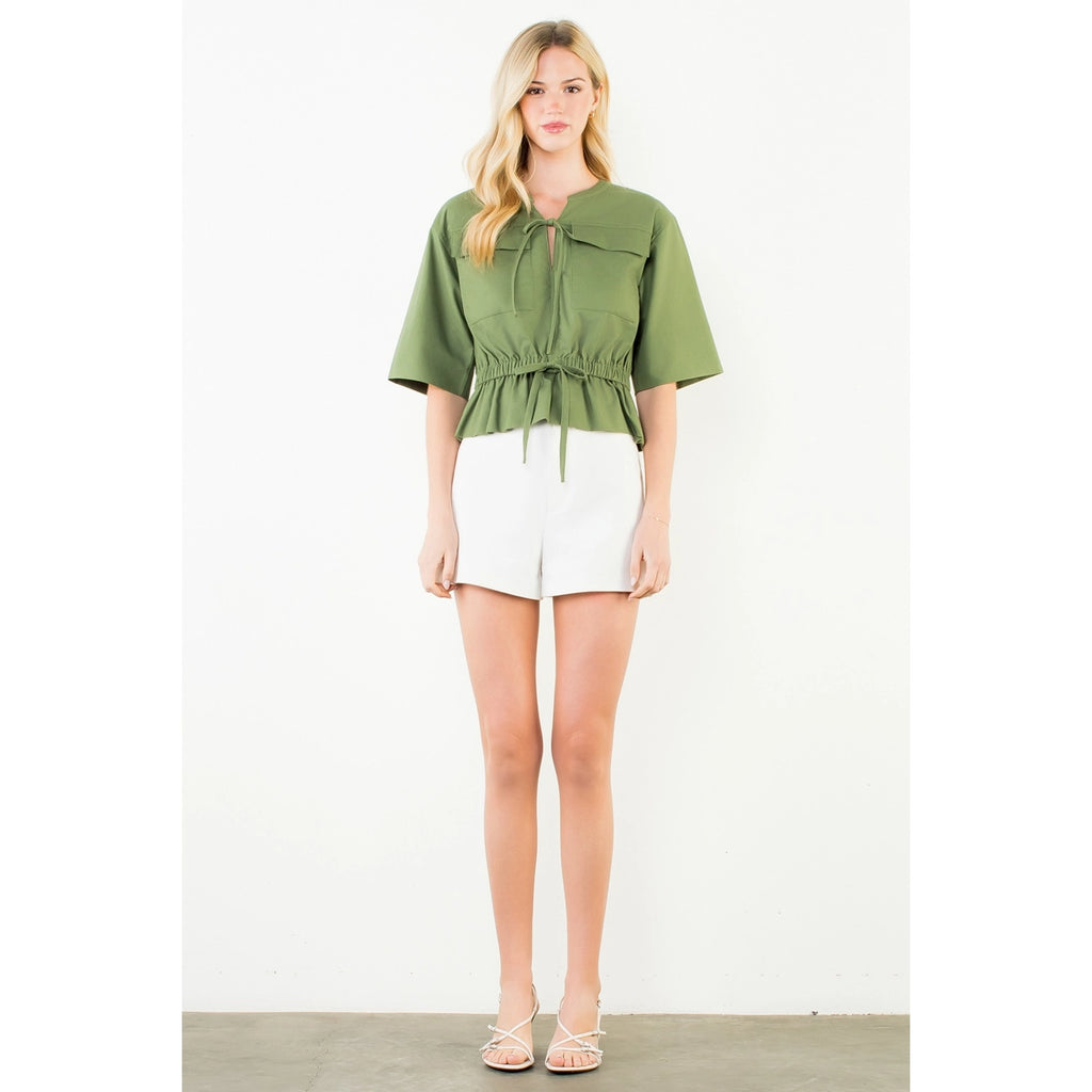 THML Olive Tie Top