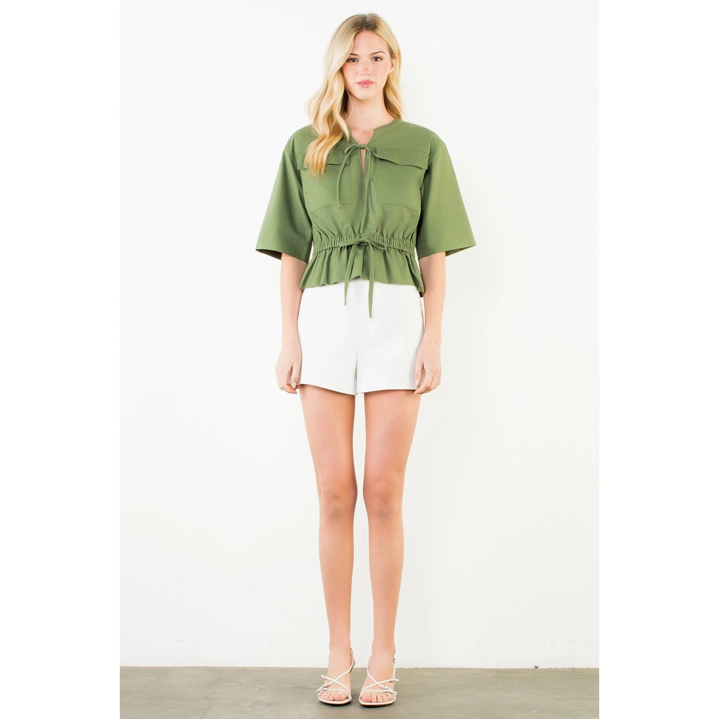 THML Olive Tie Top