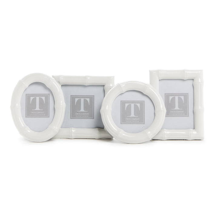 Twos Company White Gloss Faux Bamboo Frames Set Of Four