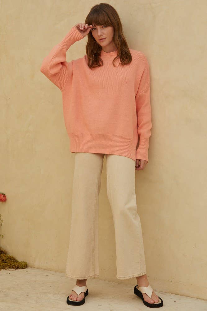 Knit Long Sleeve High Neck Chunky Oversized Sweater