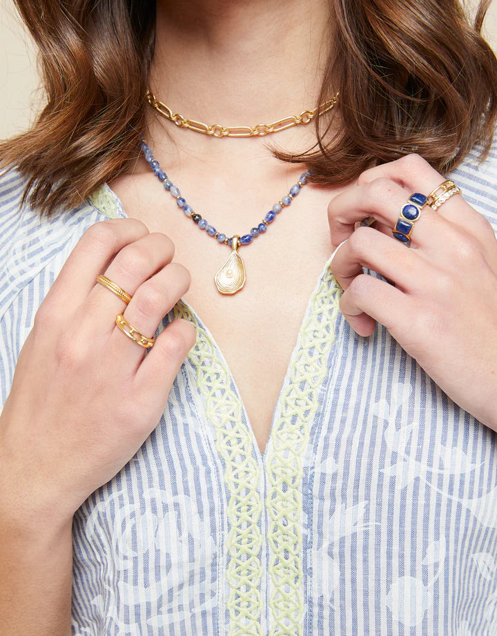 Spartina 499 Oyster Alley 18” Necklace Blue Sodallite