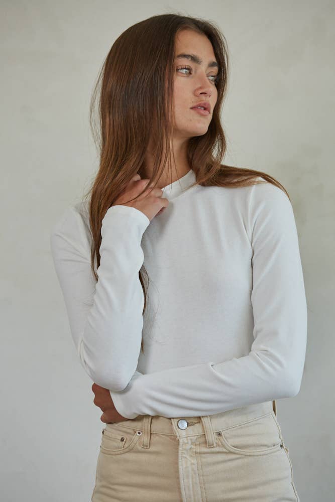 Knit Mock Neck Long Sleeve Pullover Top