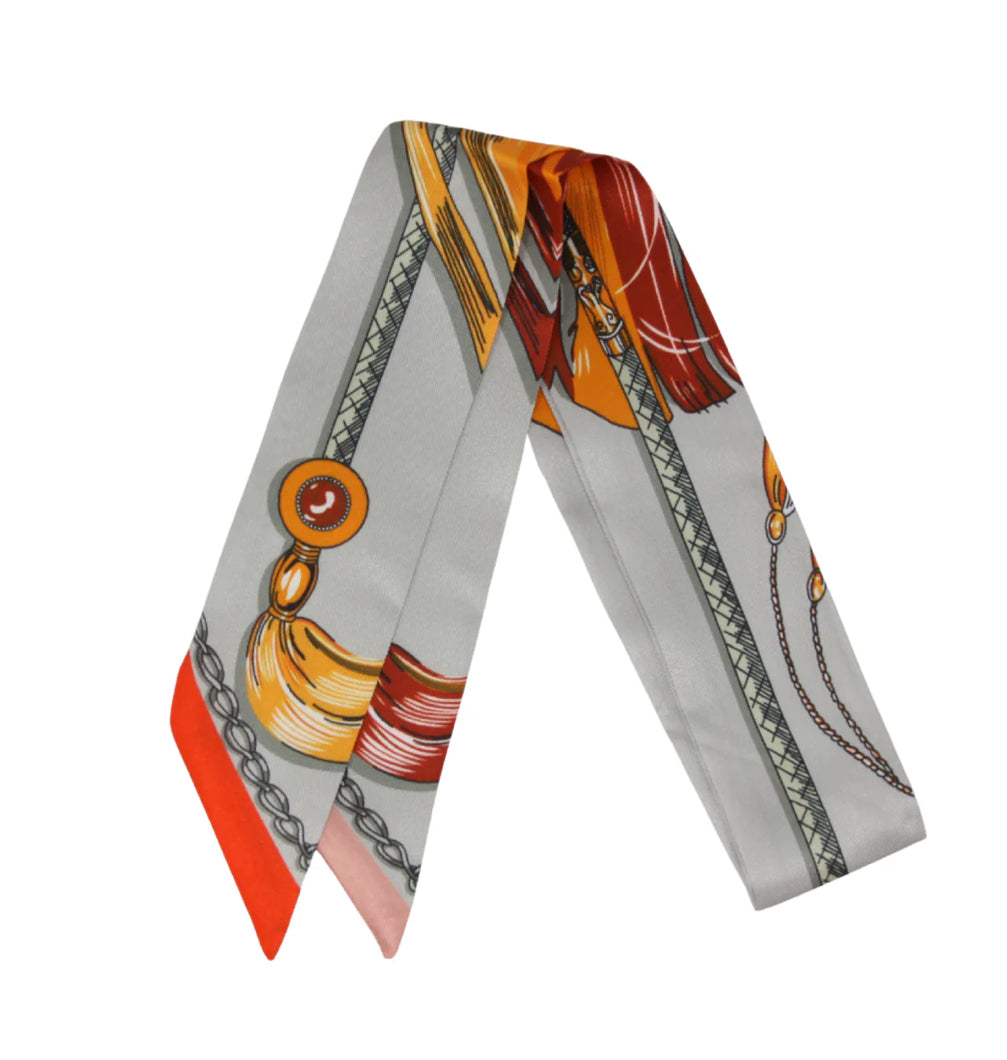 Horse Tack Inspired Skinny Silk Scarf Twilly