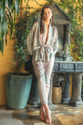 Printed Satin Tie Jumpsuit