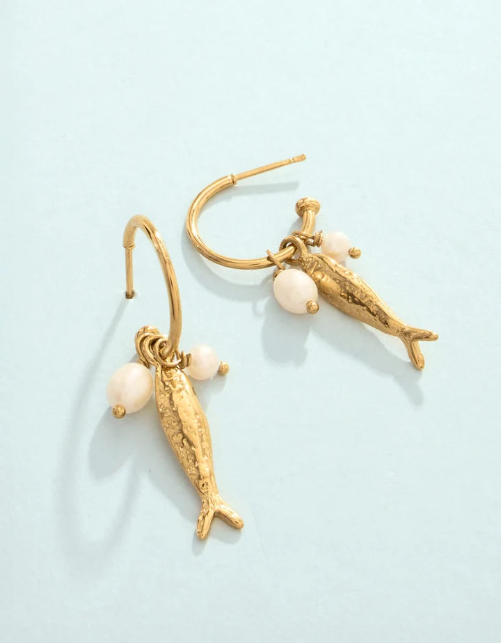 Spartina 449 SP Sardines Convertible Hoop Earrings Gold
