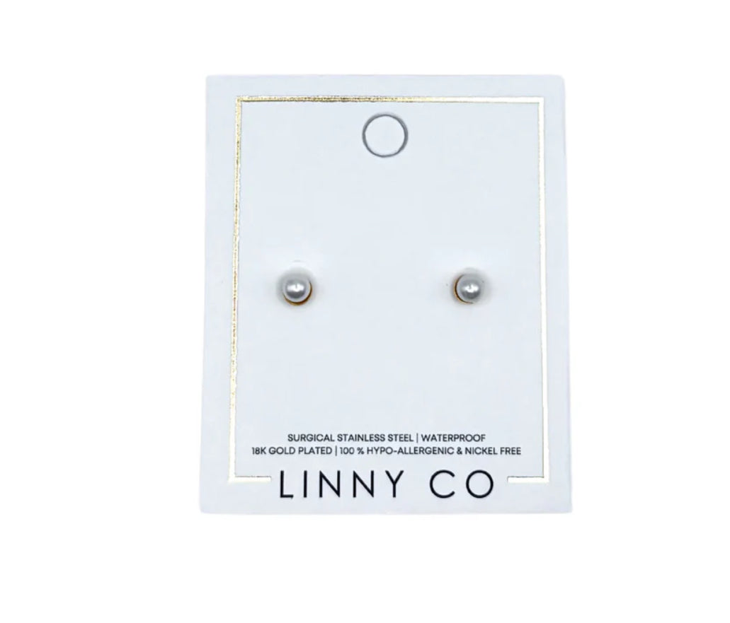 Linny & Co Screwback Stud Earring Payton Pearl White 5MM