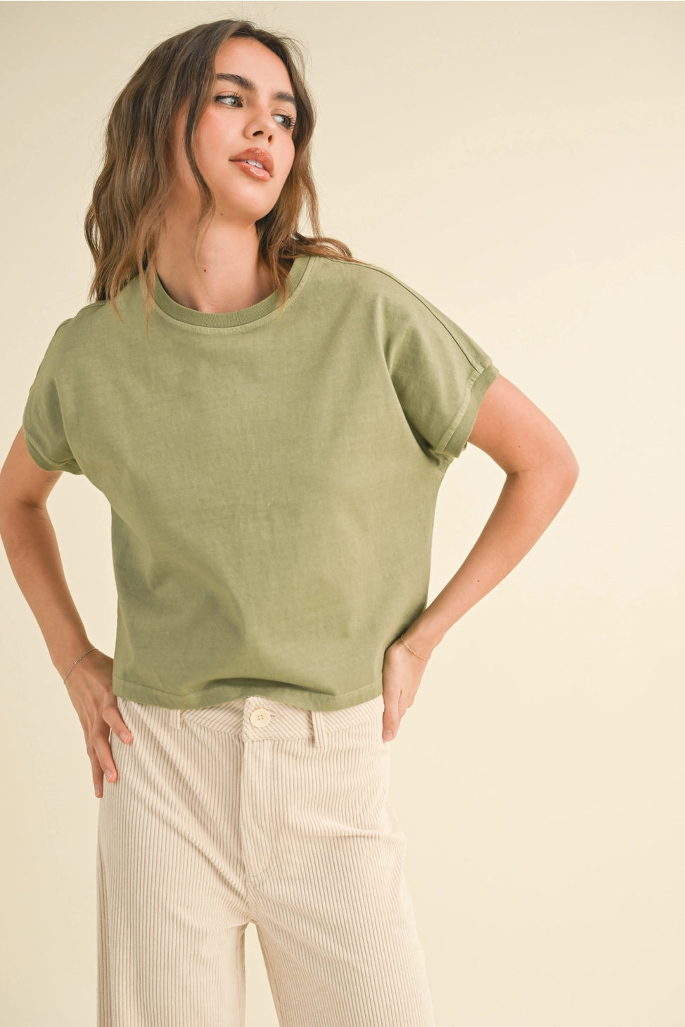 Miou Muse Washed Short Sleeve Top