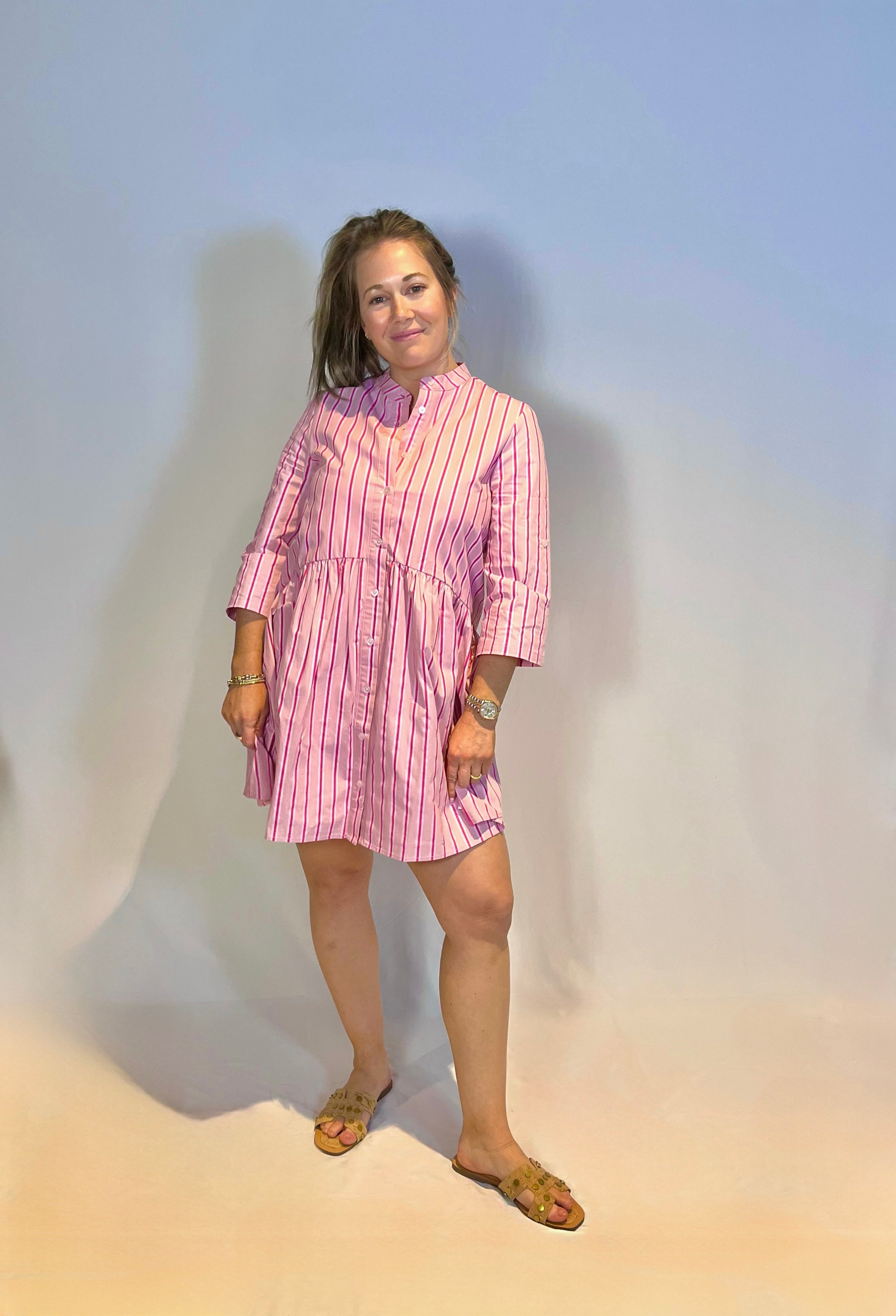 THML Pink Striped Short Dress