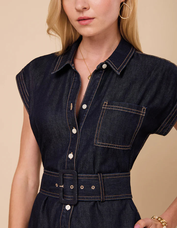 Spartina Libbie Denim Dark Wash Bayou Midi Dress