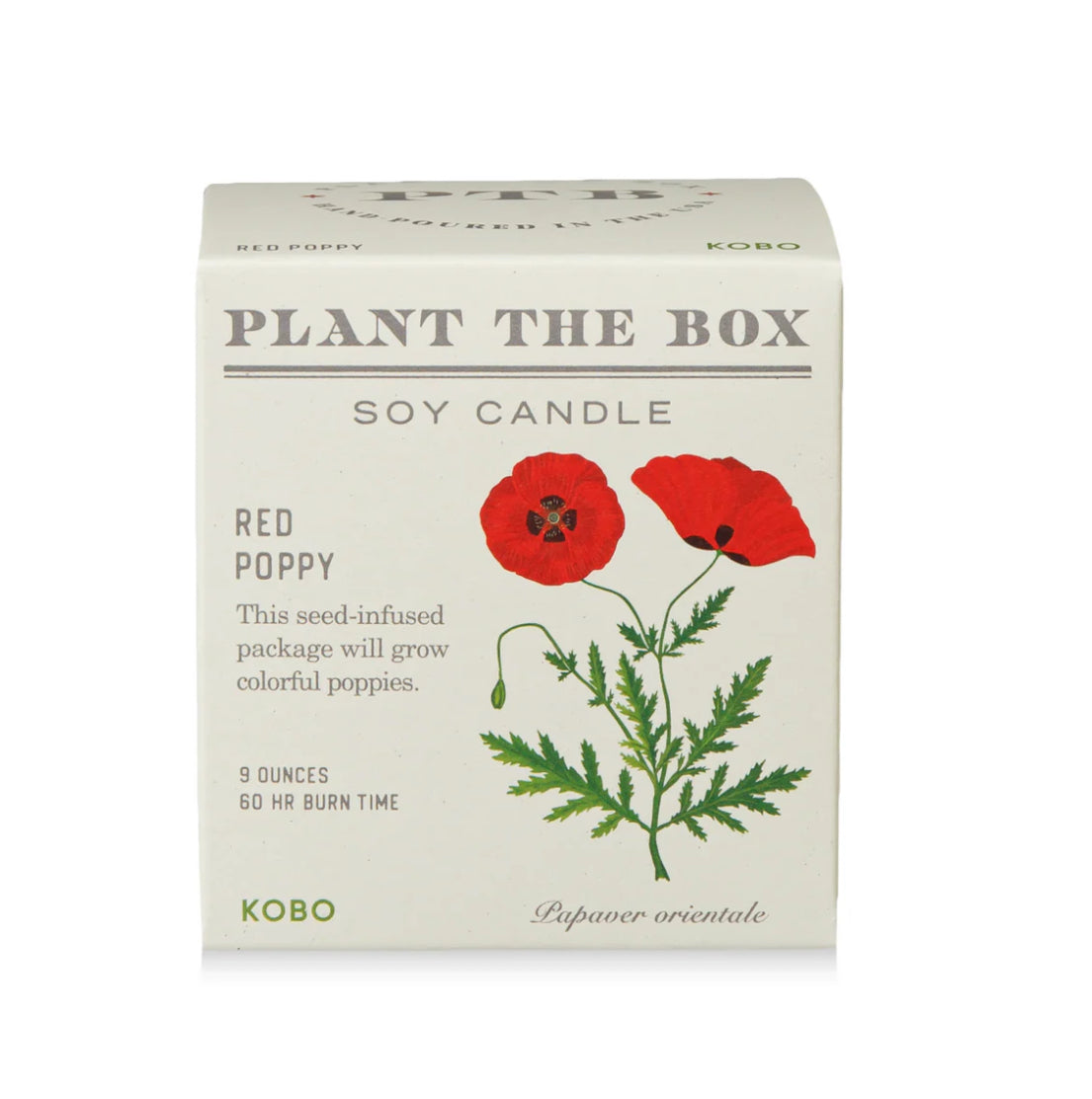 Kobo Plant The Box 9oz Candle Red Poppy
