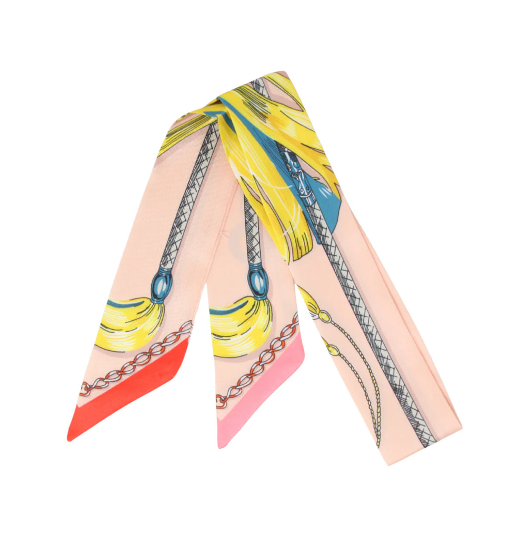 Horse Tack Inspired Skinny Silk Scarf Twilly