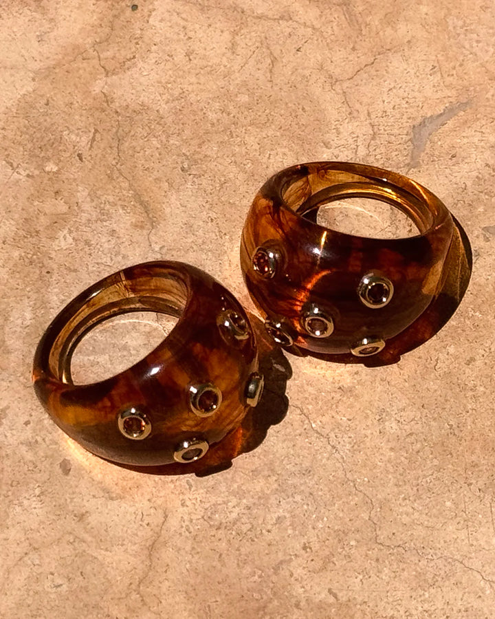 Luv AJ The Ibiza Lucite Gold Tortoise Ring