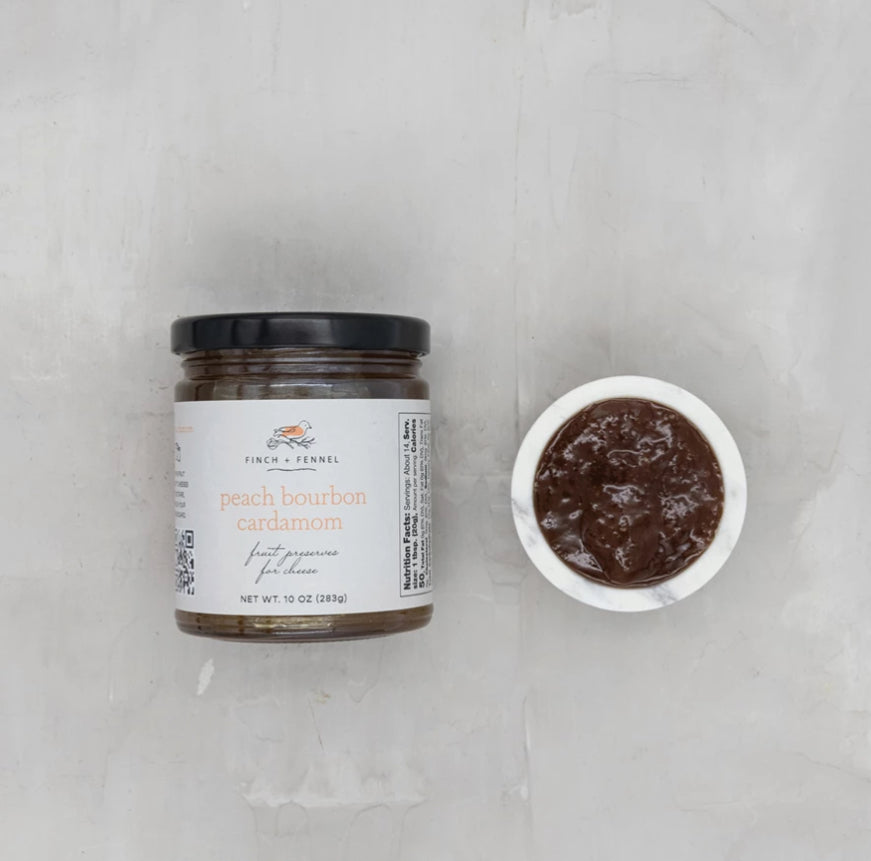 Finch and Fennel 10oz Peach Bourbon Cardamom Fruit Preserve