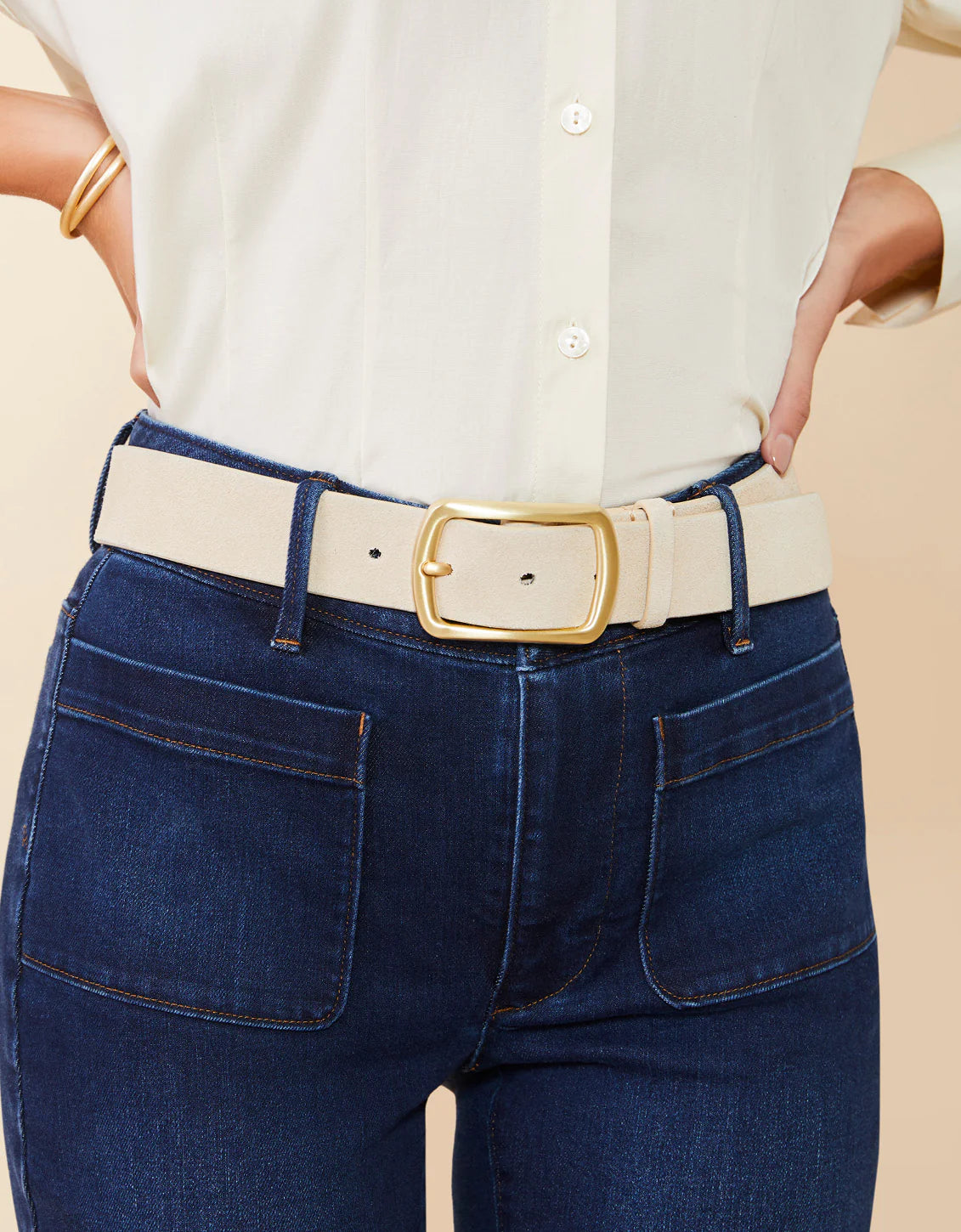 Spartina Siren Belt Suede Cream Light Beige
