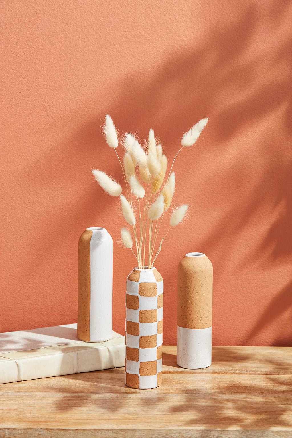 Mudpie Check Terracotta Stem Vase