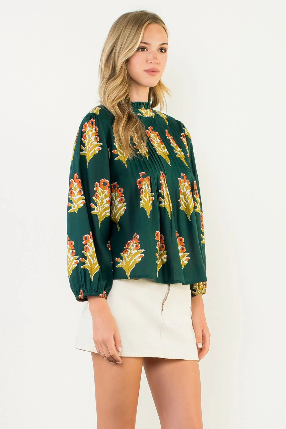 THML Long Sleeve Floral Detail Top