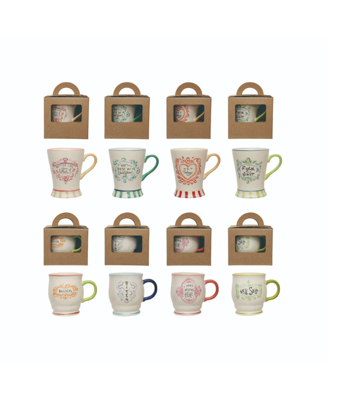 Hazel Mazel Stoneware Assorted Mugs Eight Styles