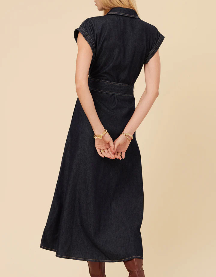 Spartina Libbie Denim Dark Wash Bayou Midi Dress