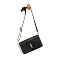 Susan Joy Black Bonnie Mini Organizer Bamboo Turnlock Crossbody