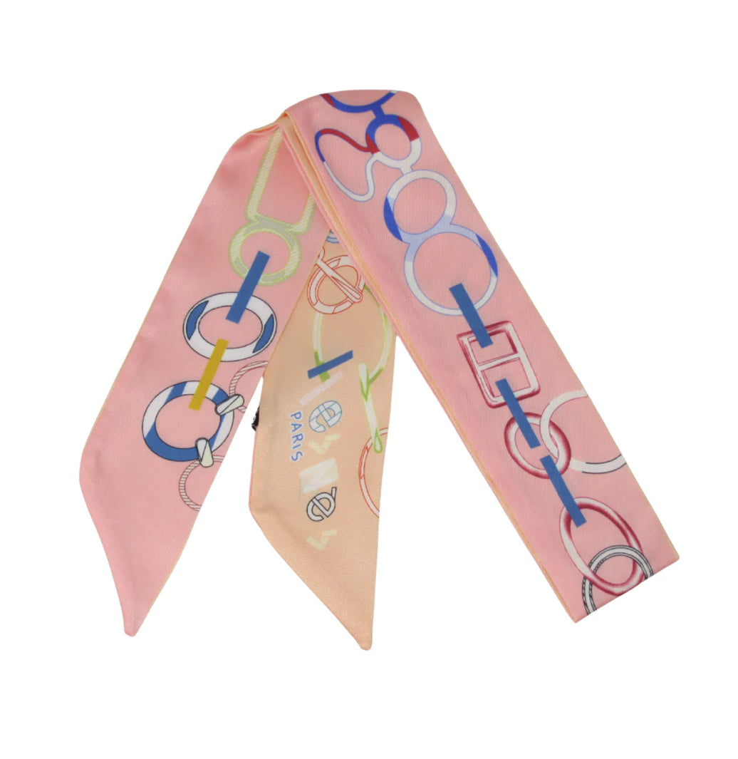 Colorful Circle Chain SkinnySilk Scarf Twilly